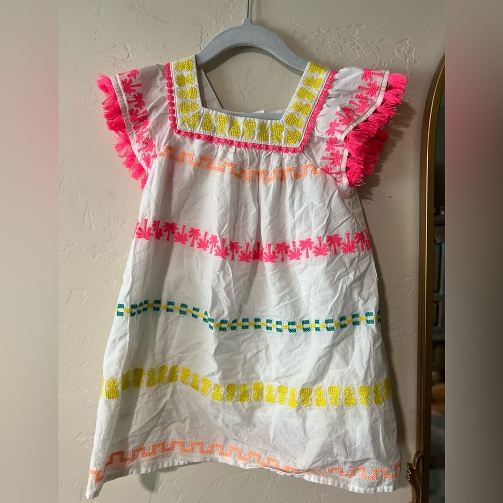 Cat & Jack Girls Summer Embroidered White Dress Size 3T Cotton Lightweight Flowy